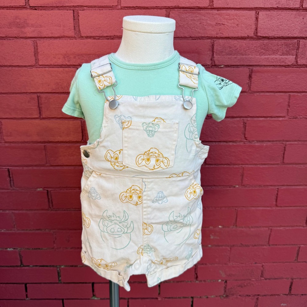 Disney Baby The Lion King Simba Overalls Romper T Shirt‎ Set 3-6M